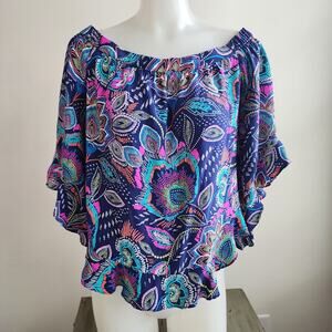 Alice & Trixie By Angela George SZ: Small 100% Silk USA MADE Flutter 3/4 Sleeves